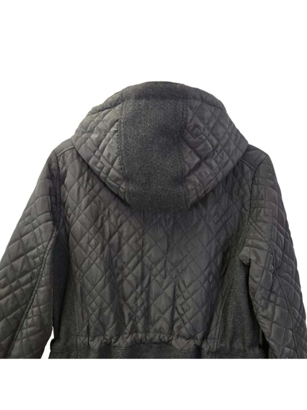Lucky Brand Mixed Media Wool Blend Quilted Hooded Coat Size Medium